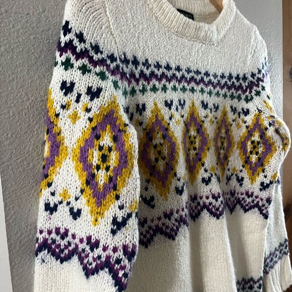 Women’s Talbots SZ Small Argle Wool Blend Sweater Nordic Design - Picture 5 of 15